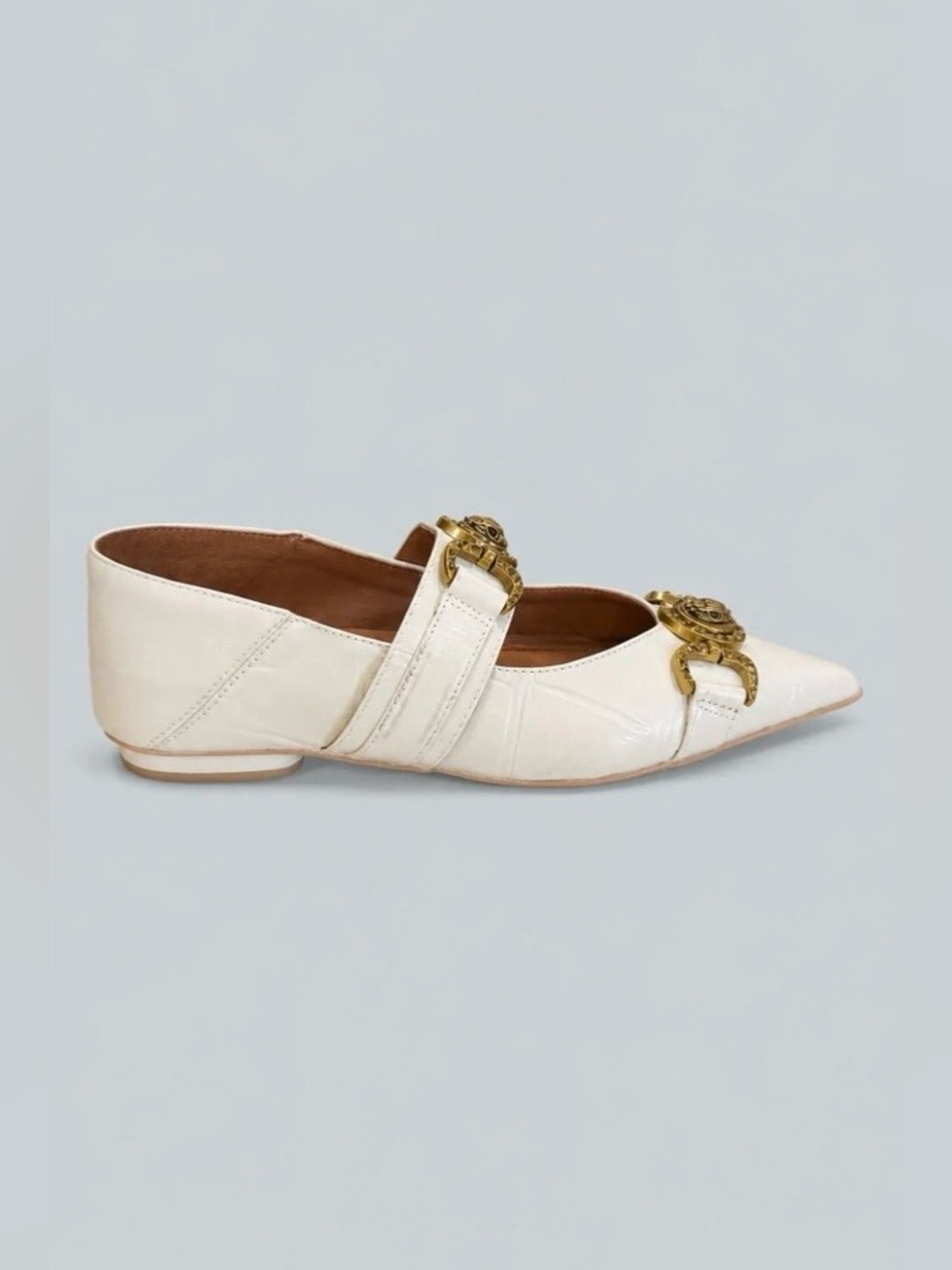 Cream Pointed Toe Embellished KURT GEIGER LONDON MANSION SLIP ON FLAT LOAFERS 38 - Picture 4 of 8